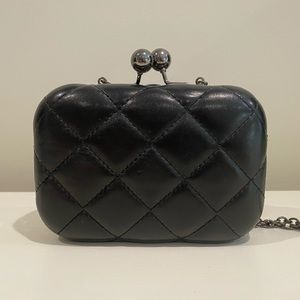 Black Faux Leather Quilted Adjustable Bag